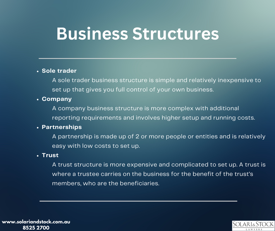Different types of business structures