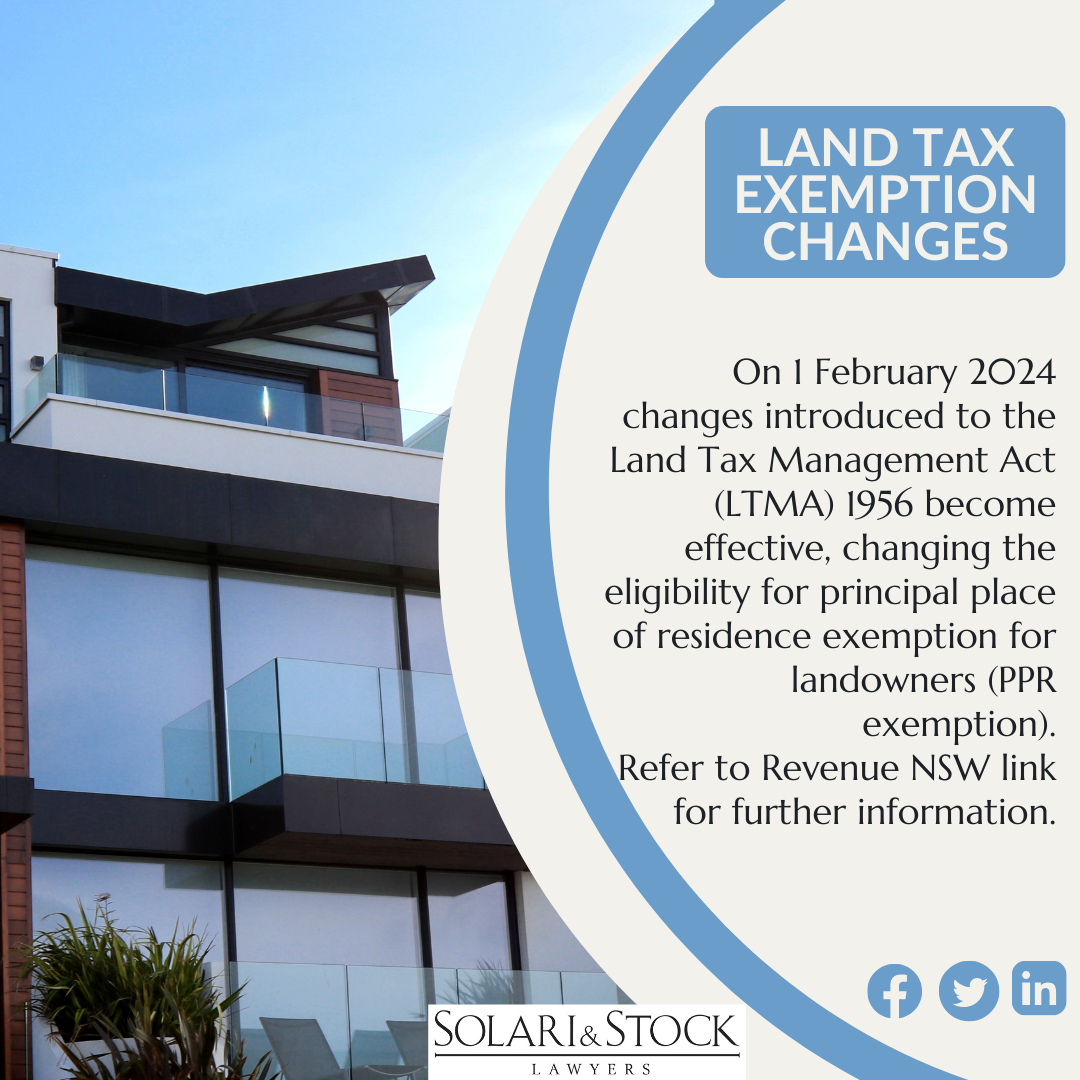 Land Tax Exemption Changes