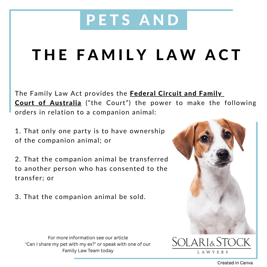 Pets and the Family Law Act