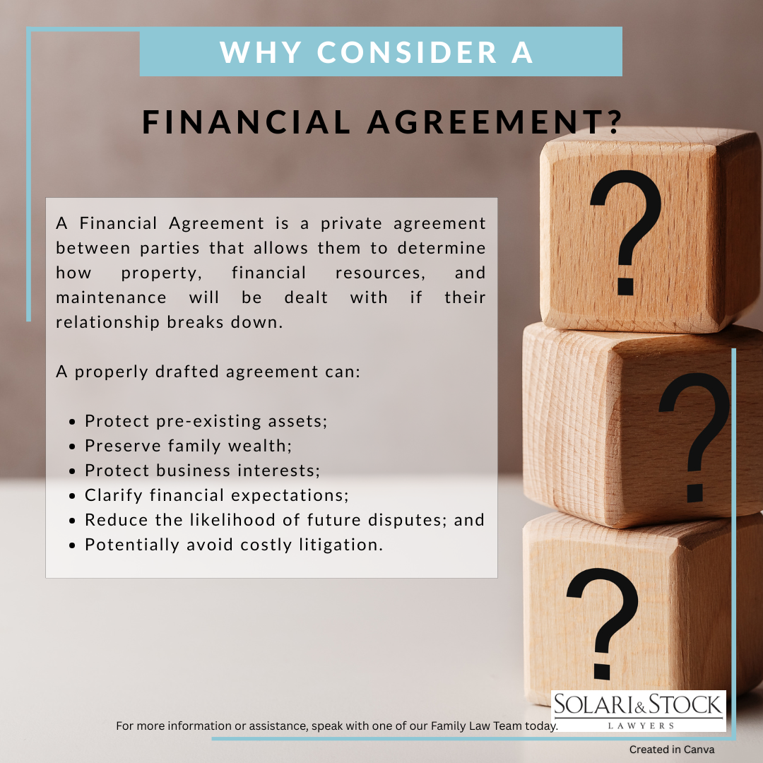 Why consider a financial agreement